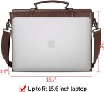 Leather Mens Messenger Bag Vintage 15.6 Inch Waterproof Leather Laptop Briefcase Large Satchel Shoulder Bag Retro Office College Computer Laptop Bag, Brown - Image 6
